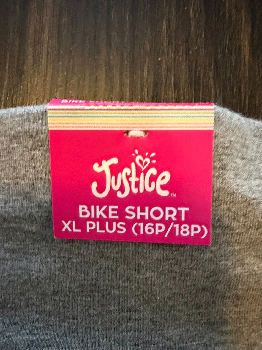 Justice Gray Bike Shorts with Pink and Yellow Tie-Dye Side Panels